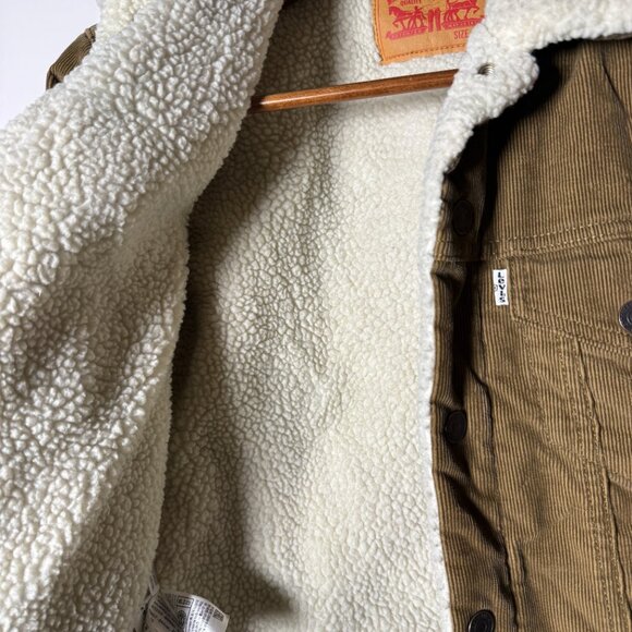Levi Strauss & Co Brown/Nubuck Corduroy Sherpa Lined Trucker Jacket Size Small - Picture 7 of 13